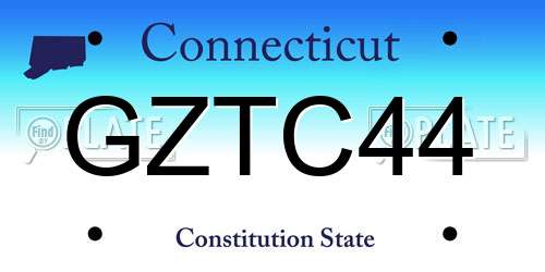 GZTC44 Connecticut License Plate