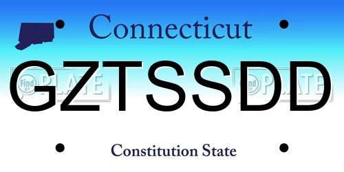 GZTSSDD Connecticut License Plate