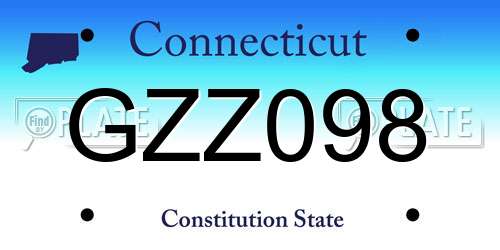 GZZ098 Connecticut License Plate