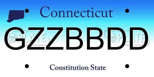 GZZBBDD Connecticut License Plate