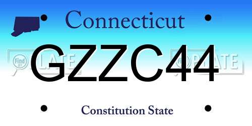 GZZC44 Connecticut License Plate