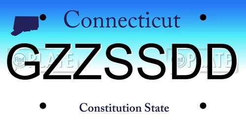 GZZSSDD Connecticut License Plate