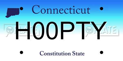 H00PTY Connecticut License Plate