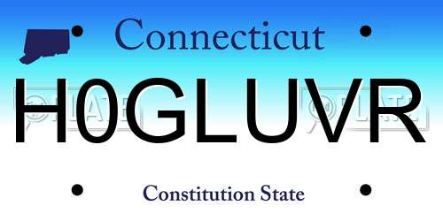H0GLUVR Connecticut License Plate