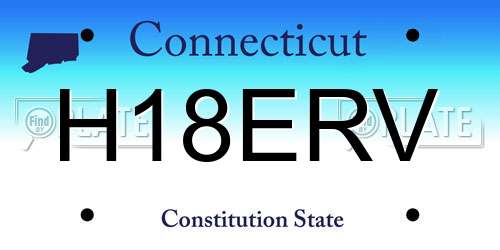 H18ERV Connecticut License Plate