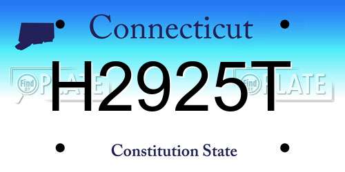H2925T Connecticut License Plate