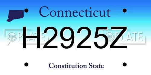 H2925Z Connecticut License Plate