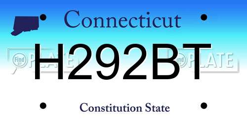 H292BT Connecticut License Plate