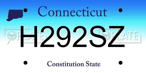 H292SZ Connecticut License Plate