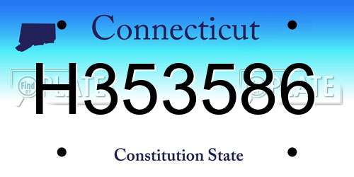 H353586 Connecticut License Plate
