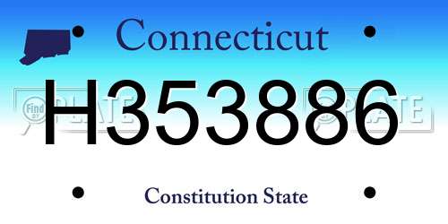 H353886 Connecticut License Plate