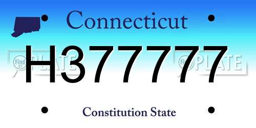 H377777 Connecticut License Plate