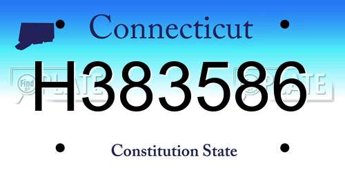 H383586 Connecticut License Plate