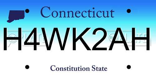 H4WK2AH Connecticut License Plate