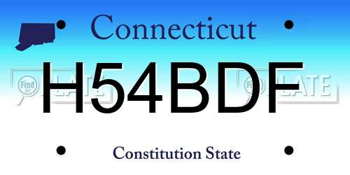 H54BDF Connecticut License Plate