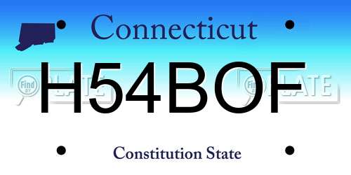 H54BOF Connecticut License Plate