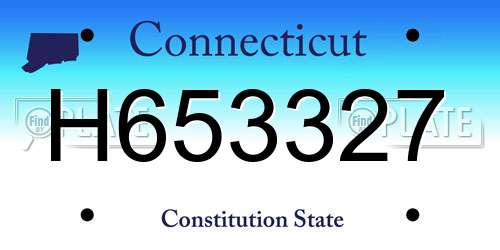 H653327 Connecticut License Plate