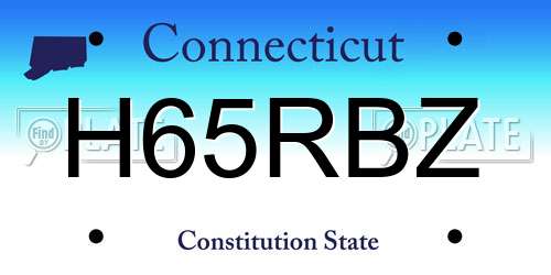 H65RBZ Connecticut License Plate