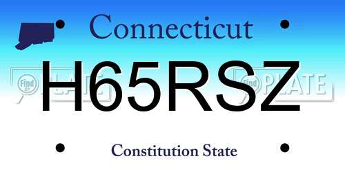H65RSZ Connecticut License Plate