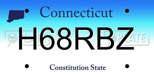 H68RBZ Connecticut License Plate