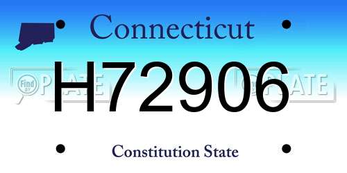 H72906 Connecticut License Plate