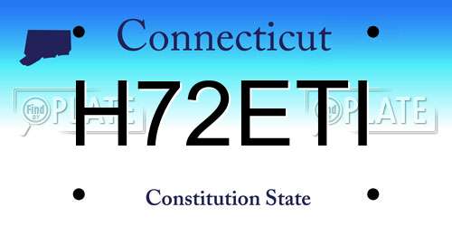 H72ETI Connecticut License Plate