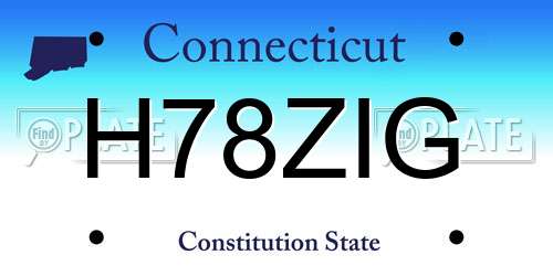 H78ZIG Connecticut License Plate