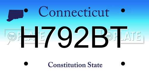 H792BT Connecticut License Plate