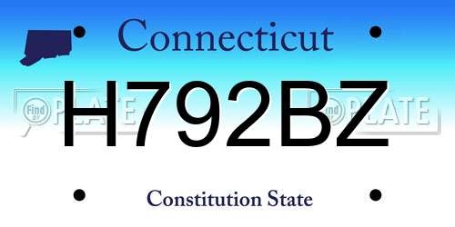 H792BZ Connecticut License Plate