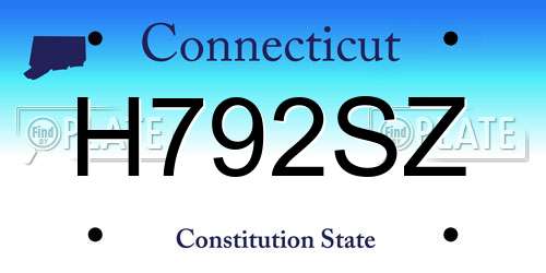 H792SZ Connecticut License Plate