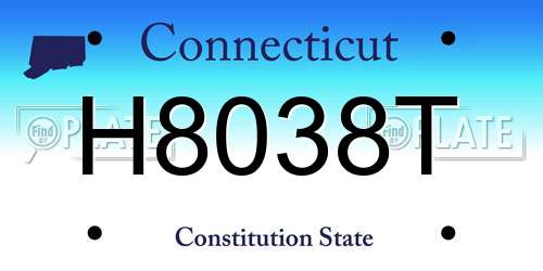 H8038T Connecticut License Plate