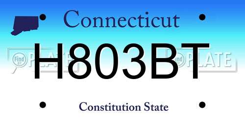 H803BT Connecticut License Plate
