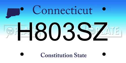 H803SZ Connecticut License Plate