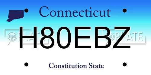 H80EBZ Connecticut License Plate