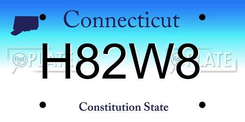 H82W8 Connecticut License Plate