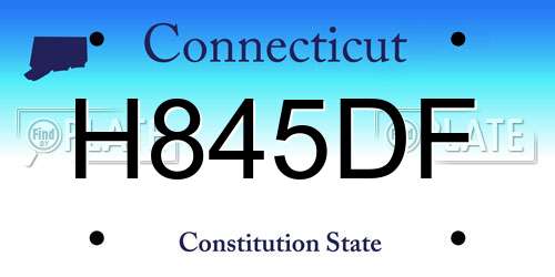 H845DF Connecticut License Plate