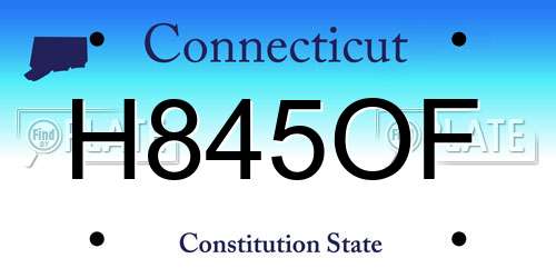 H845OF Connecticut License Plate