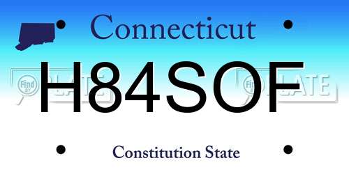 H84SOF Connecticut License Plate