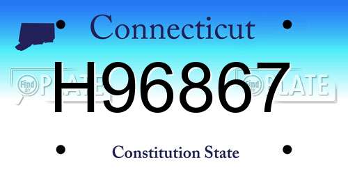 H96867 Connecticut License Plate