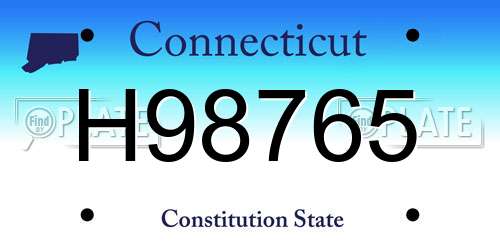 H98765 Connecticut License Plate