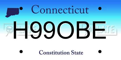 H99OBE Connecticut License Plate