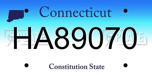 HA89070 Connecticut License Plate