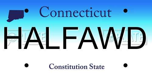 HALFAWD Connecticut License Plate