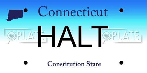 HALT Connecticut License Plate