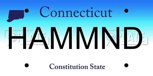 HAMMND Connecticut License Plate