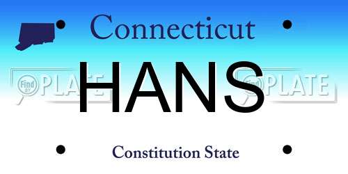 HANS Connecticut License Plate