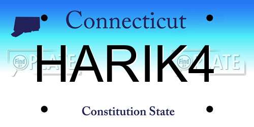 HARIK4 Connecticut License Plate