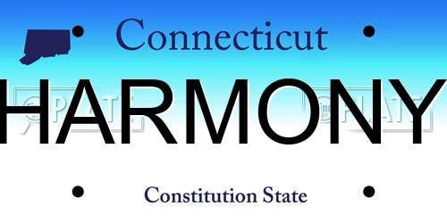 HARMONY Connecticut License Plate