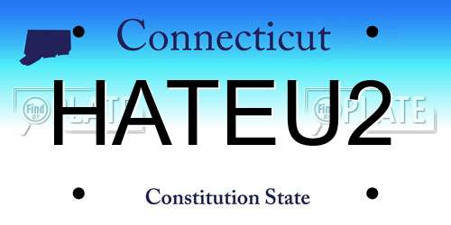 HATEU2 Connecticut License Plate