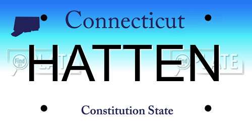 HATTEN Connecticut License Plate